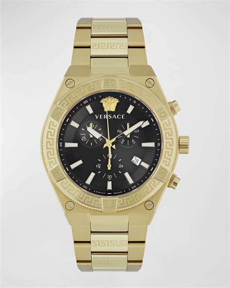 versace men's v-sporty greca 46mm gold-tone watch|Versace greca 46mm.